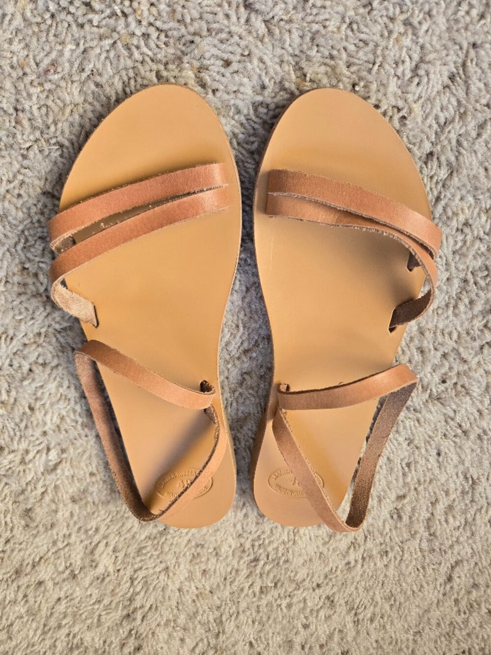 Handmade Greek Leather Strappy Sandals Tan Size EU 40 / Women’s US Size 9/9.5